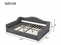 Hauss Spole Cama de día 140x200 cm en lino - Cama de adulto con canapé y LED