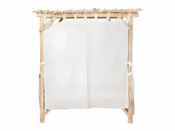 Best MYLIA Cama de jardín con baldaquín de teca - Natural claro y blanco TULUM Color natural claro / Blanco