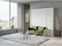 New ITAMOBY Cama doble plegable Kentaro de 160 cm con sofá y muebles de fresno , verde Blanco