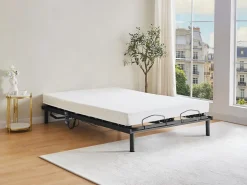 Sale Cama eléctrica de relajación decorativa somier colchón de látex 3 zonas 2x90x200cm Tela Beige PANISOLA Somier Relax