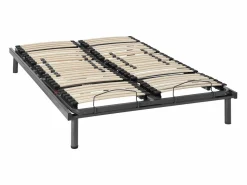 Sale Cama eléctrica de relajación decorativa somier colchón de látex 3 zonas 2x90x200cm Tela Beige PANISOLA Somier Relax