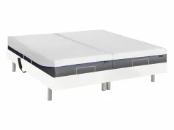 Outlet Ysmée Cama eléctrica de relax con somier + colchón de viscoelástica - 2 x 70 x 190 cm - - HESIODE III de YSMÉE Blanco