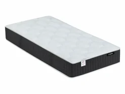 Ysmée Cama eléctrica de relax decorativa somier colchón de espuma viscoelástica 2x80x200cm Tela Beige MENASINA Blanco