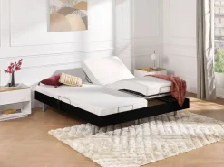 Best Cama eléctrica de relax decorativa somier colchón muelles ensacados 90 x 200 cm Tela Gris RIZALI Cama Articulada