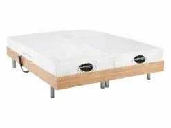 Discount NATUREA Cama eléctrica relajación terminales LYSIS - 2 x 70 x 190 cm - roble Color natural claro