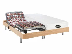 Discount NATUREA Cama eléctrica relajación terminales LYSIS - 2 x 70 x 190 cm - roble Color natural claro
