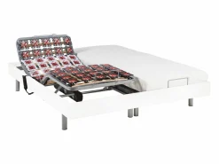 Cama eléctrica relax decorativa somier colchón látex 3 zonas 80x200 cm Tela Beige PANISOLA Cama Articulada