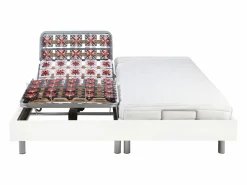 Cama eléctrica relax decorativa somier colchón látex 3 zonas 80x200 cm Tela Beige PANISOLA Cama Articulada