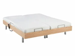 Outlet Cama eléctrica relax decorativa somier colchón látex 3 zonas 2x80x200cm Tela Beige PANISOLA Cama Articulada