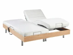 Outlet Cama eléctrica relax decorativa somier colchón látex 3 zonas 2x80x200cm Tela Beige PANISOLA Cama Articulada
