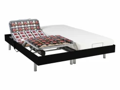 Ysmée Cama eléctrica relax decorativa somier colchón látex 3 zonas 2x80x200 cm Tela Gris PANISOLA