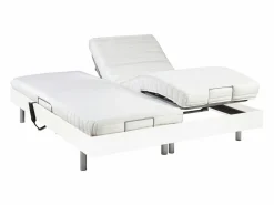 New Ysmée Cama eléctrica relax decorativa somier colchón látex 3 zonas 80 x 200 cm Tela Gris PANISOLA Blanco