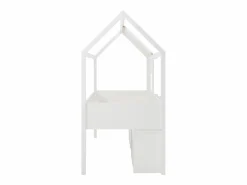 Discount Vente-unique Cama elevada estilo cabaña 90 x 190 cm en pino y MDF en color + colchón - VALESKIA Blanco