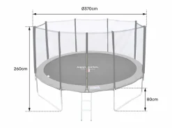 Happy Garden Cama elástica de 370cm reversible /azul, Pack trampolín PERTH + red de seguridad + escalera + lona + kit de anclaje. Verde