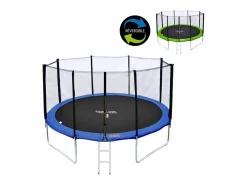 Cama elástica de 430cm reversible /azul, Pack trampolín MELBOURNE + red de seguridad + escalera + lona + kit de anclaje. - Cama Elástica
