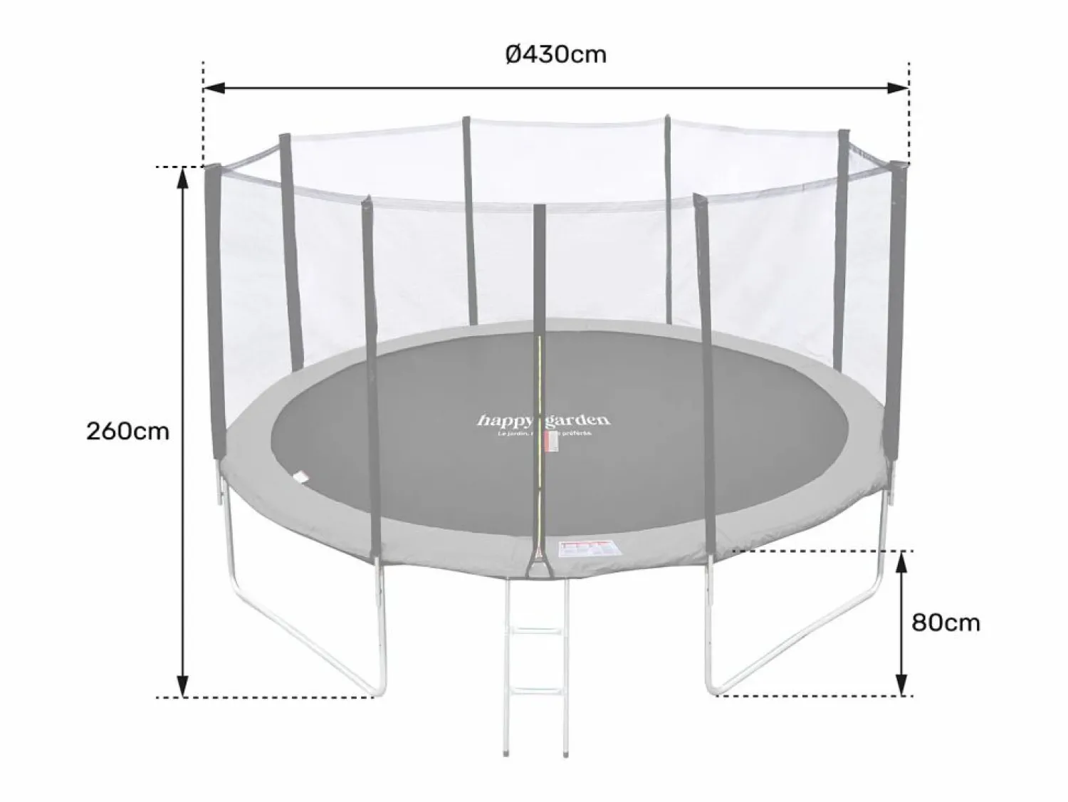 Cama elástica de 430cm reversible /azul, Pack trampolín MELBOURNE + red de seguridad + escalera + lona + kit de anclaje. - Cama Elástica