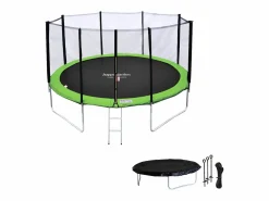 Online Cama elástica de 370cm reversible /verde, Pack trampolín PERTH + red de seguridad + escalera + lona + kit de anclaje. Cama Elástica