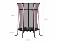 Homcom Cama elástica Garden red de seguridad + postes acolchados Ø163,5x190 cm Rosa