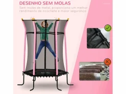 Homcom Cama elástica Garden red de seguridad + postes acolchados Ø163,5x190 cm Rosa