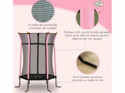 Homcom Cama elástica Garden red de seguridad + postes acolchados Ø163,5x190 cm Rosa