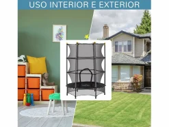 Homcom Cama elástica Jump entrada con cremallera y red de seguridad Ø140x190 cm