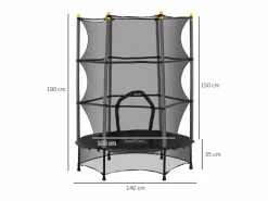 Homcom Cama elástica Jump entrada con cremallera y red de seguridad Ø140x190 cm