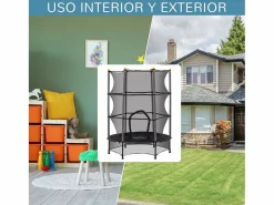 Homcom Cama elástica Jump entrada con cremallera y red de seguridad Ø140x190 cm