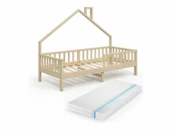 Discount Cama en forma de casa madera natural 208x93x155 noemi Cama Montessori