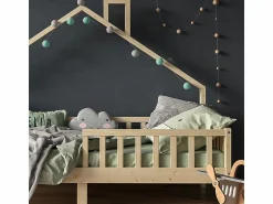 Discount Cama en forma de casa madera natural 208x93x155 noemi Cama Montessori