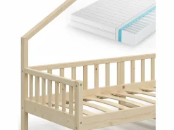 Discount Cama en forma de casa madera natural 208x93x155 noemi Cama Montessori