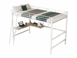 Outlet Cama entrepiso de hierro - 90x200 cm - con escritorio esquinero y estante - Cama Alta