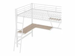 Outlet Cama entrepiso de hierro - 90x200 cm - con escritorio esquinero y estante - Cama Alta