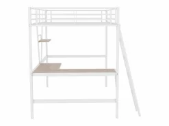 Outlet Cama entrepiso de hierro - 90x200 cm - con escritorio esquinero y estante - Cama Alta