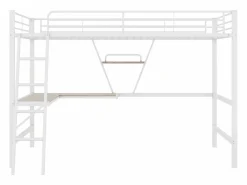 Outlet Cama entrepiso de hierro - 90x200 cm - con escritorio esquinero y estante - Cama Alta