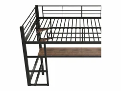 Clearance Cama entrepiso de hierro - 90x200cm - con escritorio y 5 estantes - Cama Alta