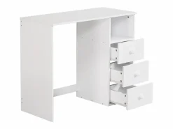 ModernLuxe Cama entrepiso de madera - 90x200 cm - con escritorio, estantes y escalera de almacenamiento - Blanco
