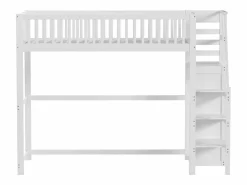 Online Cama entrepiso de 90x200 con escalera, cama infantil de madera blanca con estante de almacenamiento, armario sencillo Cama Alta|Cama Infantil