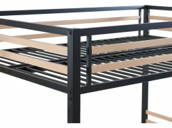 Best Vente-unique Cama entreplanta JOGUI 140x200 cm en metal y MDF, color y natural - Negro