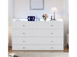 ModernLuxe Cama escamoteable 140x200 cm - con puerto USB + toma eléctrica - con iluminación LED - Cama convertible - ​ (colchón no incluido)