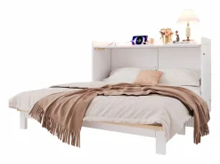 ModernLuxe Cama escamoteable 140x200 cm - con puerto USB + toma eléctrica - con iluminación LED - Cama convertible - ​ (colchón no incluido)