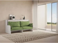 ITAMOBY Cama individual abatible Kando con sofá y colchón de fresno blanco, color