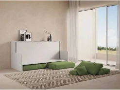 ITAMOBY Cama individual abatible Kando con sofá y colchón de fresno blanco, color