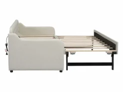 Sale Cama individual con sofá cama - 2 x 90 x 190 cm - Sofá cama con USB - Lino + MDF - Cama Diván