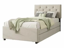 Best ModernLuxe Cama individual de terciopelo con cama nido 90x200cm - Beige