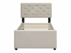 Best ModernLuxe Cama individual de terciopelo con cama nido 90x200cm - Beige