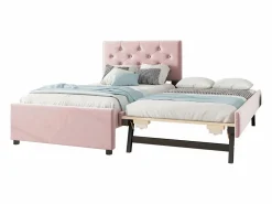 ModernLuxe Cama individual de terciopelo con cama nido 90x200cm -