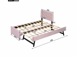 ModernLuxe Cama individual de terciopelo con cama nido 90x200cm -
