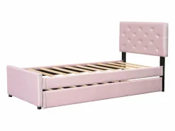 ModernLuxe Cama individual de terciopelo con cama nido 90x200cm -