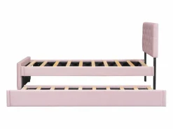 ModernLuxe Cama individual de terciopelo con cama nido 90x200cm -