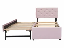 ModernLuxe Cama individual de terciopelo con cama nido 90x200cm -